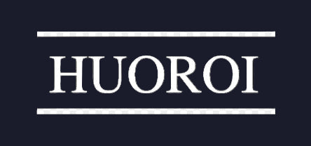 White 'HUOROI' logo on #a1A1C2C colour background