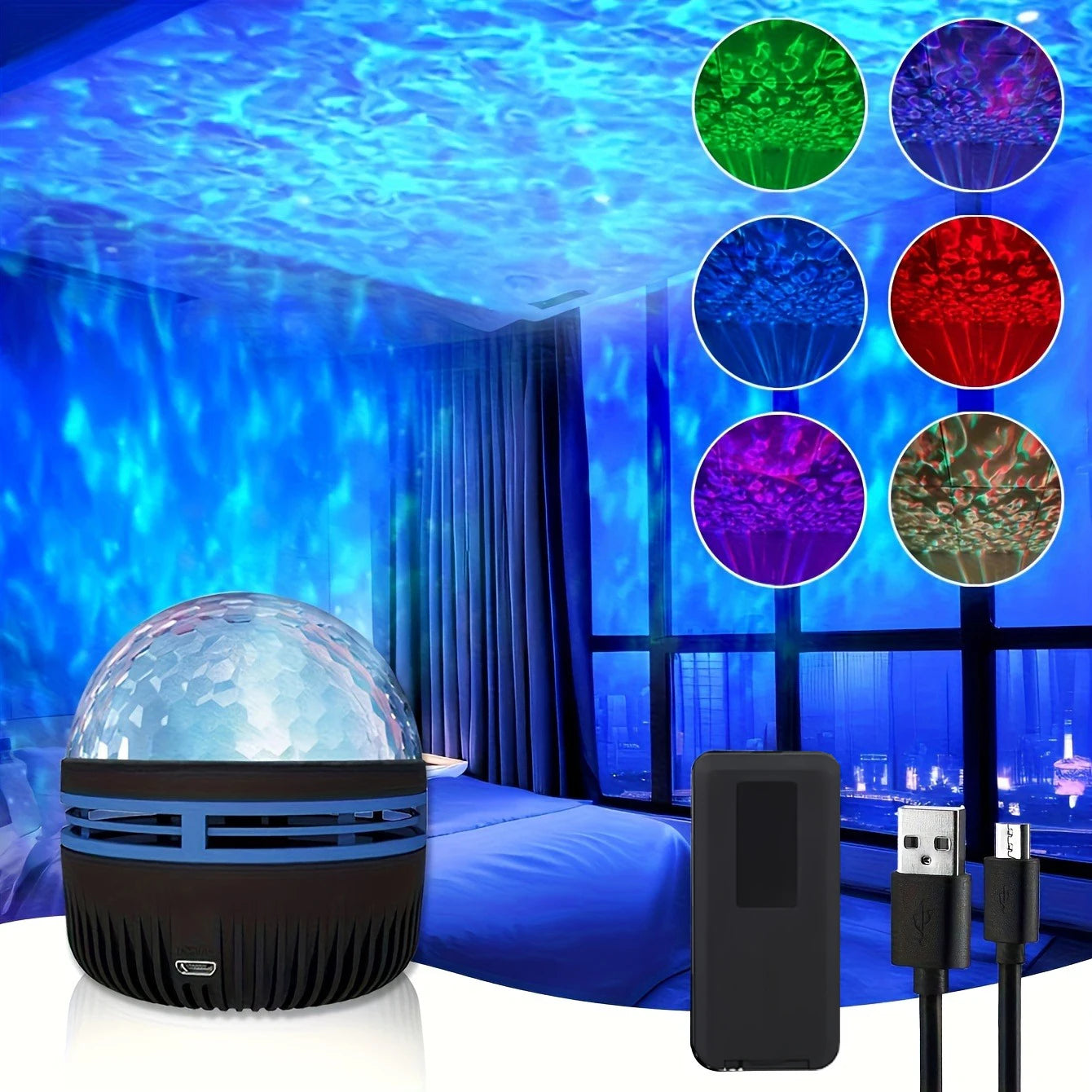 RGB Water Ripple LED Projector Night Light